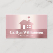 Real Estate Broker Agent Modern House Roos Roze Visitekaartje (Voorkant)