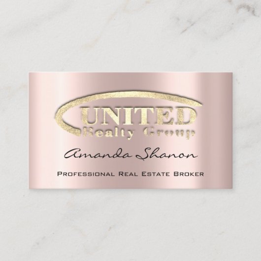 Real Estate Broker Agent Roos Gold Logo Custom Bu Visitekaartje (Voorkant)