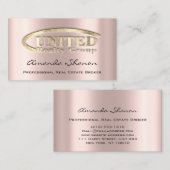 Real Estate Broker Agent Roos Gold Logo Custom Visitekaartje (Voorkant / Achterkant)