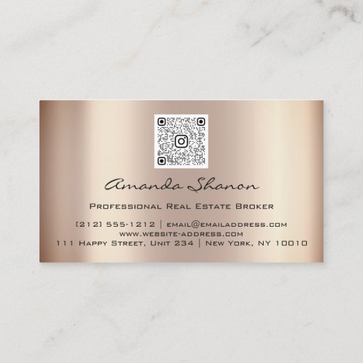 Real Estate Broker Agent Roos QR Code Business Car Visitekaartje (Achterkant)