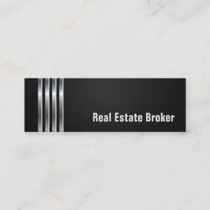Real Estate Broker - Black Silver Stripes Mini Visitekaartje