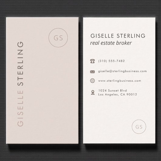 Real Estate Broker Blush Pink Minimalist Modern Visitekaartje