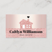 Real Estate Broker House Pink Rose Gold Glitter Visitekaartje (Voorkant)
