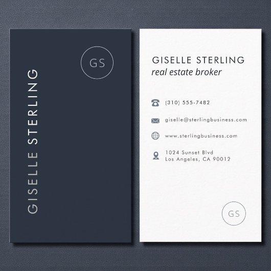 Real Estate Broker Luxury Navy Blue Elegant Modern Visitekaartje