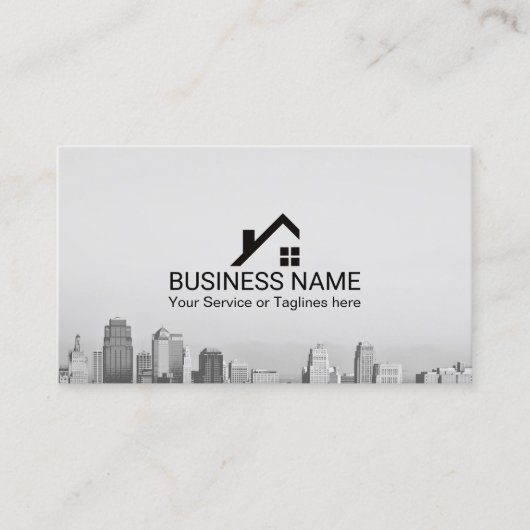 Real Estate Broker Modern City Skyline Visitekaartje (Voorkant)