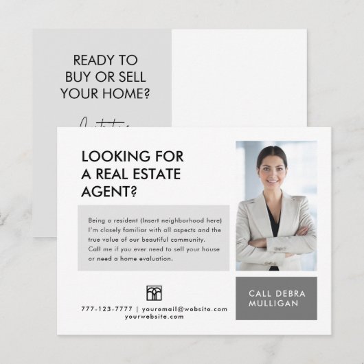 Real Estate Broker Modern minimalistisch Briefkaar Briefkaart (Voorkant / Achterkant)