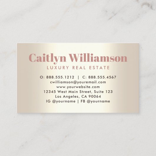 Real Estate Broker Modern Pink Glitter House Gold Visitekaartje (Achterkant)