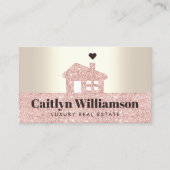 Real Estate Broker Modern Pink Glitter House Gold Visitekaartje (Voorkant)