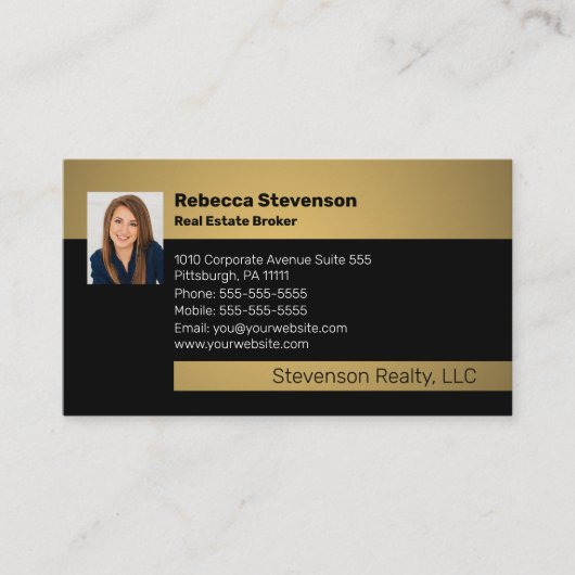 Real Estate Broker Professional Black |    GoldBus Visitekaartje (Voorkant)