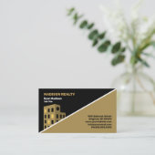  Real Estate Broker Professional Black | Goud      Visitekaartje (Staand voorkant)