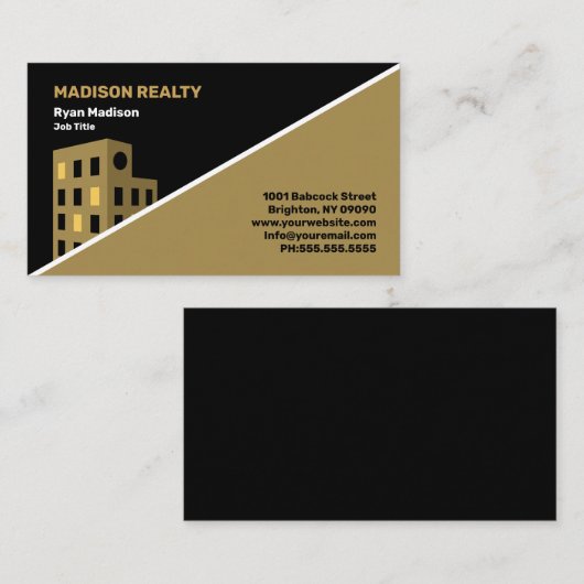  Real Estate Broker Professional Black | Goud      Visitekaartje (Voorkant / Achterkant)