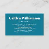 Real Estate Broker Professional Bold House Blue Visitekaartje (Achterkant)