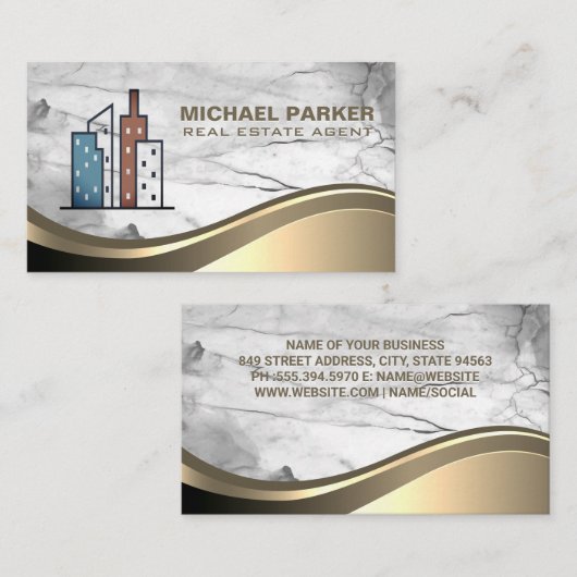 Real Estate Buildings Logo | Properties Visitekaartje (Voorkant / Achterkant)