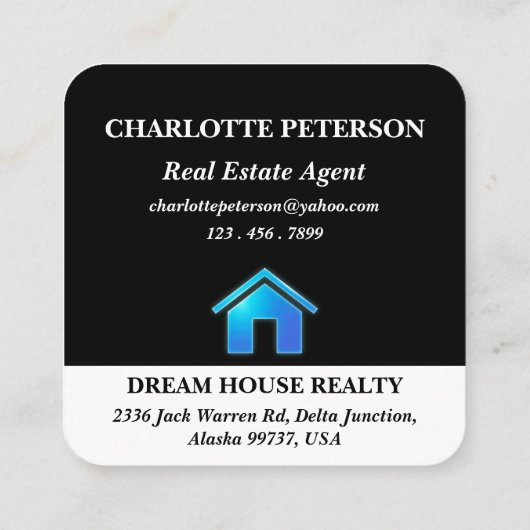 Real Estate Business Blue Gradient House Aanbevelingskaartje (Achterkant)