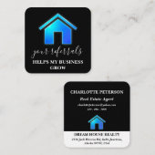 Real Estate Business Blue Gradient House Aanbevelingskaartje (Voorkant / Achterkant)
