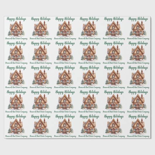 Real Estate Business Kerstmis gepersonaliseerd Cadeaupapier (Vlak)