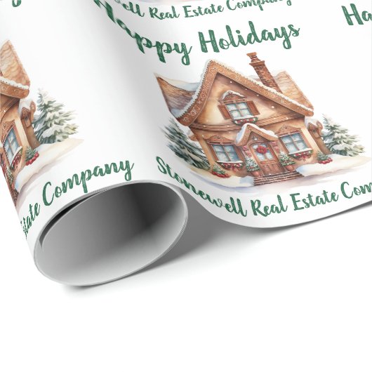 Real Estate Business Kerstmis gepersonaliseerd Cadeaupapier (Rol Hoek)