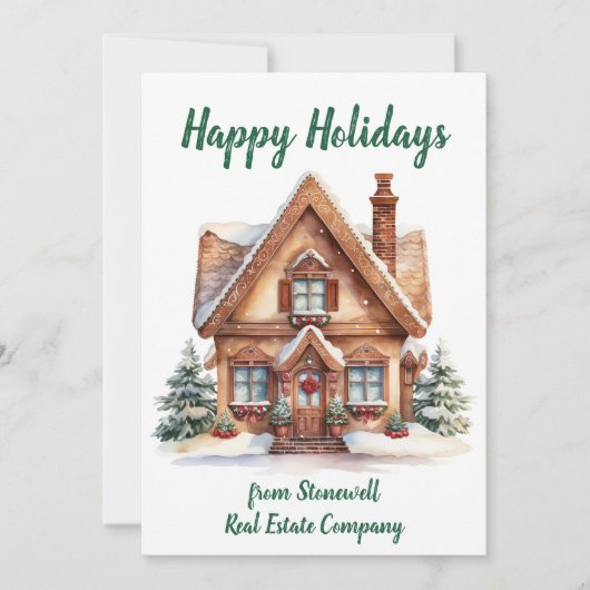 Real Estate Business Kerstmis gepersonaliseerd Feestdagenkaart (Voorkant)