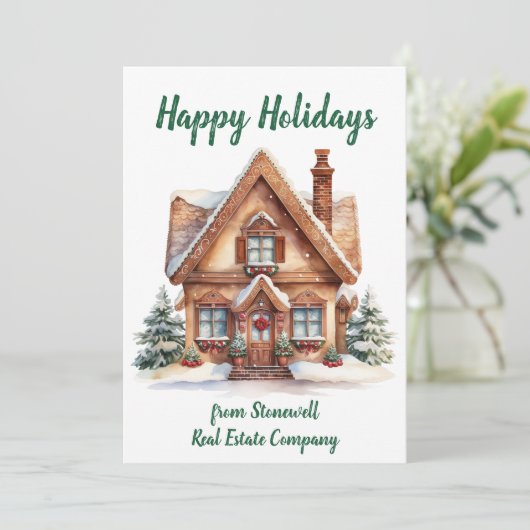 Real Estate Business Kerstmis gepersonaliseerd Feestdagenkaart (Staand voorkant)