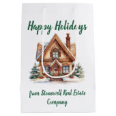 Real Estate Business Kerstmis gepersonaliseerd Medium Cadeauzakje (Achterkant)