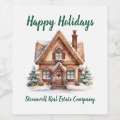 Real Estate Business Kerstmis gepersonaliseerd Wijn Etiket (Enkel label)