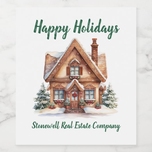 Real Estate Business Kerstmis gepersonaliseerd Wijn Etiket (Enkel label)
