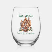 Real Estate Business Kerstmis gepersonaliseerd Wijnglas Zonder Voet (Voorkant)