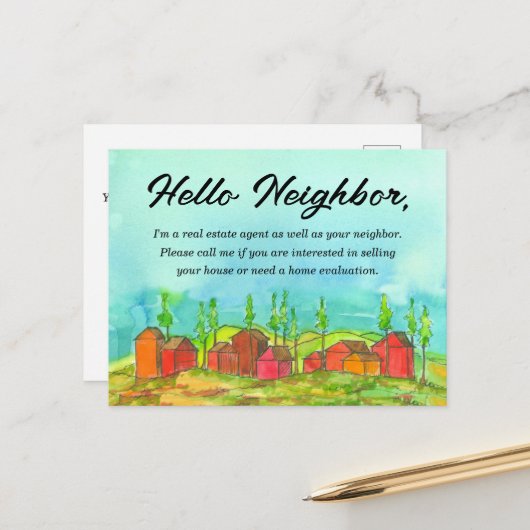 Real Estate buurmarketing Verkoop uw huis Briefkaart (Voorkant / Achterkant in situ)