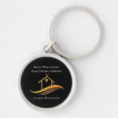 Real Estate Chic Black Gold Custom Modern Realtor Sleutelhanger (Voorkant)