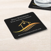 Real Estate Chic Black Gold Custom Open House Kartonnen Onderzetters (Schuin)