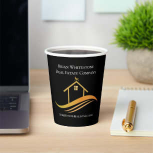Real Estate Chic Black Gold Custom Open House Papieren Bekers