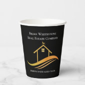 Real Estate Chic Black Gold Custom Open House Papieren Bekers (Achterkant)