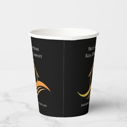 Real Estate Chic Black Gold Custom Open House Papieren Bekers (Rechts)