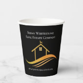 Real Estate Chic Black Gold Custom Open House Papieren Bekers (Voorkant)