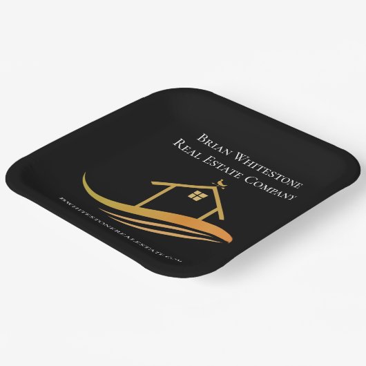 Real Estate Chic Black Gold Custom Open House Papieren Bordje (Gebogen)