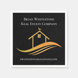 Real Estate Chic Black Gold Custom Open House Servet