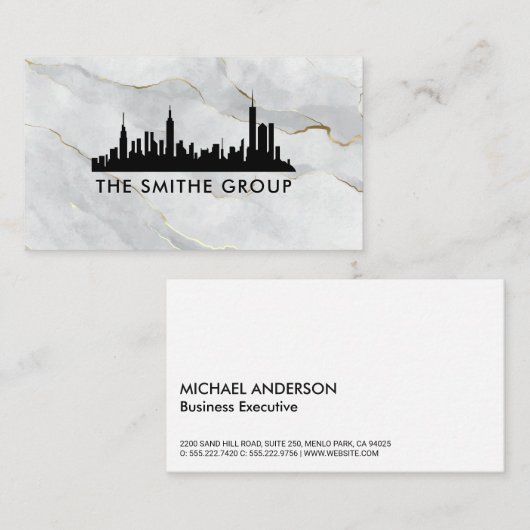 Real Estate City Skyline | Marmer Visitekaartje (Voorkant / Achterkant)