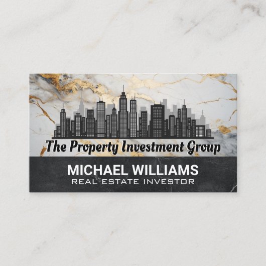 Real Estate City Skyline | Marmer Visitekaartje (Voorkant)