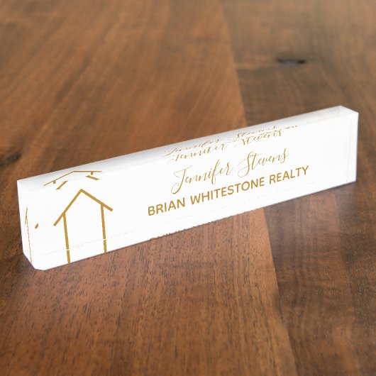 Real Estate Company Agent Custom Chic Gold Realty Naambordje (Zijkant)