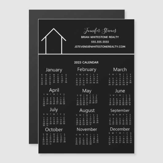 Real Estate Company Black 2023 Calendar Magnet (Voorkant / Achterkant)