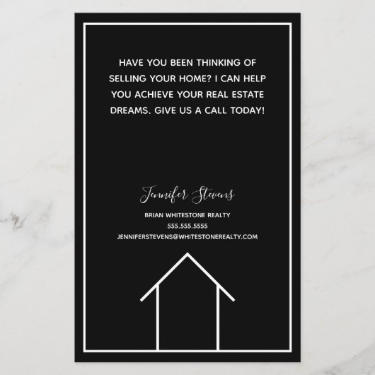 Real Estate Company Custom Black Realtor Marketing Flyer (Voorkant)