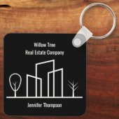Real Estate Company Custom Black White Building Sleutelhanger (Achterkant)