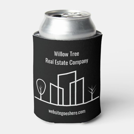 Real Estate Company Custom Black White Marketing Blikjeskoeler (Blikje Voorkant)