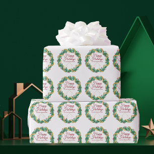 Real Estate Company Custom Chic Holiday Wreate Cadeaupapier