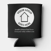 Real Estate Company Custom Logo Black White Realty Blikjeskoeler (Voorkant)