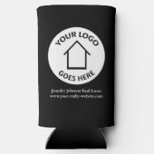 Real Estate Company Custom Logo Black White Realty Seltzer Blikjeskoeler (Achterkant)
