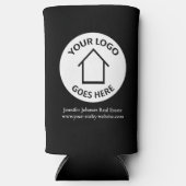 Real Estate Company Custom Logo Black White Realty Seltzer Blikjeskoeler (Voorkant)