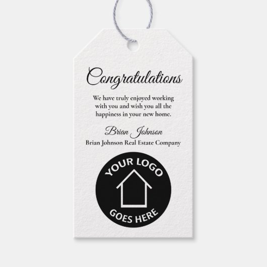 Real Estate Company Custom Logo Housewarming Cadeaulabel (Voorkant)