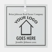 Real Estate Company Custom Logo Realtor Kerstmis Glas Ornament (Voorkant)