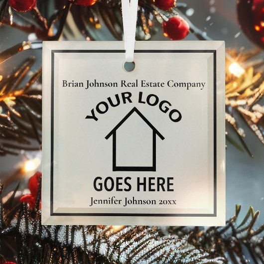Real Estate Company Custom Logo Realtor Kerstmis Glas Ornament
